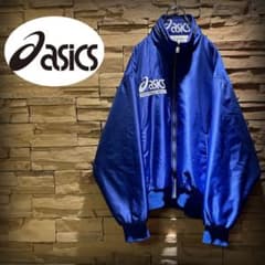 archive】90s'/asics/ナイロンジャケット/中綿/デカ刺繍ロゴL - メルカリ