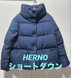 土日限定割引】HERNO ネイビー ボタン付き ショートダウンジャケット