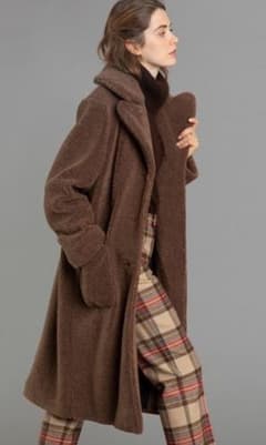 【agnes b.】 ボアロングコート ブラウン  美品のサムネイル