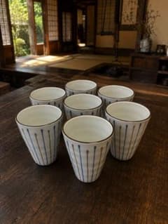 美濃焼 紺錆十草 リップルフリーカップ 7個セットのサムネイル