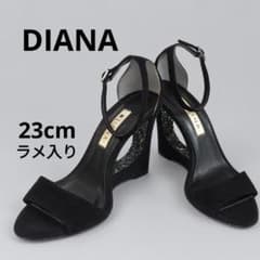 DIANA ダイアナ グリッター ウェッジソール サンダル 23cm 黒
