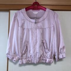 春夏秋 レース付き リボンポケット 7分丈 ノーカラー ジャケットのサムネイル