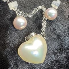 虹色の輝き】大粒17mmハートマベ真珠＆エジソンパールピアス セット