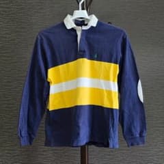 希少】90s ポロ ラルフローレン エルボーパッチ ラガーシャツ ボーダー 