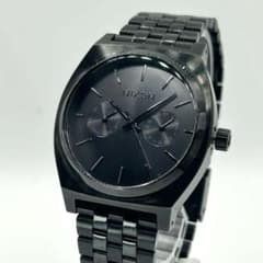 NIXON ブラッククォーツ 腕時計 新品電池 5針 メンズ フリーサイズ 