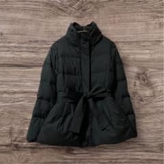 ソニアリキエル　ダウン80%ショートコート　ペプラム　リボン　大きめ　LL 黒 ソニアリキエル ダウン80%ショートコート ペプラム リボン 大きめ LL