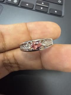 鑑別書付き 高品質 天然 パパラチャ ダイヤ 指輪 計0.409ct プラチナ 