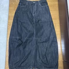 ワイドシルエット デニムパンツ ブラック BELVETのサムネイル