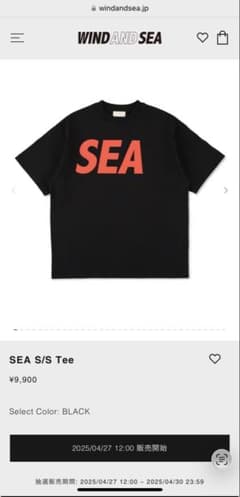 WIND AND SEA SEA LサイズTee ブラックのサムネイル