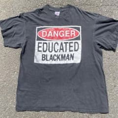 90s USA製 Tシャツ フェード 黒人 ボロ 墨黒 ブラックカルチャー