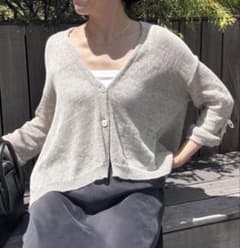 BEARDSLEY ビアズリー リネン100% ショート丈カーディガン グレーF BEARDSLEY ビアズリー リネン ショート丈カーディガン グレーF - メルカリ