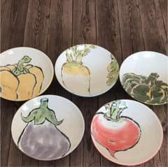 美濃焼西洞窯・野菜シリーズ 中鉢5枚セットのサムネイル