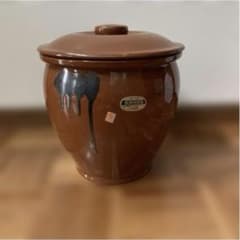 陶器製 漬物容器 蓋付き 茶色　梅干し　味噌