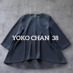 YOKO CHAN フレアブラウス とろみ素材 プルオーバー 38 ネイビー 紺 
