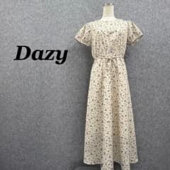 Dazy 작은 꽃 무늬 긴 원피스 프릴 소매 아이보리 S 헌 옷