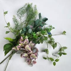造花　フェイクグリーン　人工観葉植物 緑 紫　まとめ売りのサムネイル