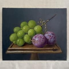マスカットとプルーン 油彩画 静物画 果物 原画 肉筆 - メルカリ