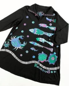 トクコプルミエヴォル☆美品！襟付き モーリシャス島のお魚さん