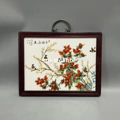 景徳鎮 青花花鳥春夏秋冬図陶板画 応接間 書斎 装飾品 工芸品 美術品 置物 景徳鎮 花鳥陶板画 茶梅迎春装飾画 応接間 書斎 壁画 工芸品 美術品
