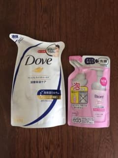 【Dove】ボディウォッシュ&【Biore】洗顔料のサムネイル