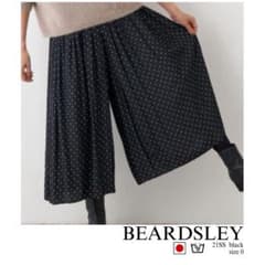 BEARDSLEY シワシフォンギャザーパンツ ブラック ドット 黒 洗える 0