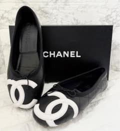 良品】CHANEL カンボンライン バレエシューズ バレリーナ レザー 36