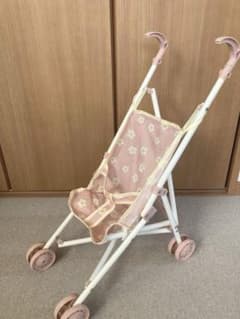 人形用ベビーカー 折りたたみ　ピンク　花柄のサムネイル