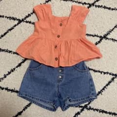 ペプラムトップス デニムショートパンツ 2点セットのサムネイル