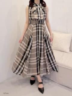 アンミール AnMILLE ビッグリボンチェックワンピースのサムネイル