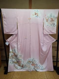 着物 訪問着 正絹 花柄刺繍 ピンク - メルカリ