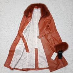 ✨新品タグ付き✨バルマン ラムレザー ロング ファーコート オレンジ
