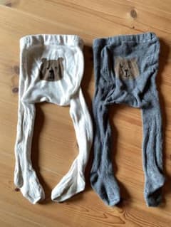 【値下げ中】baby gap タイツ12-24m ホワイト＆ダークグレー 2枚のサムネイル