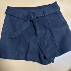 レディース ショートパンツ ブラック ベルト付きのサムネイル