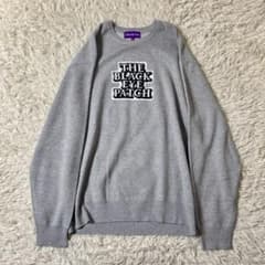 【完売モデル】ブラックアイパッチ ロゴ ジャガードニット 即日発送 人気デザイン 完売モデル 美品】ブラックアイパッチ ロゴ ジャガードニット Lサイズ