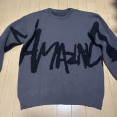 AMAZING ロゴ入り ニットセーター グレーのサムネイル