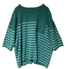 Studio Clip 100% Cotton Border Pocket Knit T-Shirt Green F