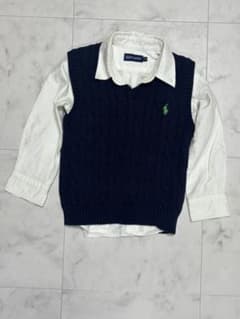 【Ralph Lauren 】ニットベスト シャツセット100cm 長袖 秋冬服のサムネイル