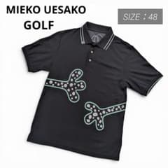 極美品】ミエコウエサコ ゴルフ ポロシャツ 蛙カエルデザイン 黒 L