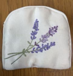ラベンダー刺繍 ポーチ アクセサリー小物入れ