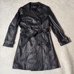 美品】LAZO 羊革 ラムレザー ダブル トレンチコート - メルカリ