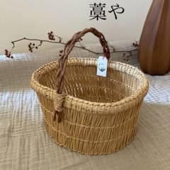 藁や　わらのかご　手持ちかご　りんごの枝　長野県産　カゴアミドリ　籠　バスケット m95313626045_1.jpg?1775198623
