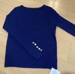 BLUEEAST Vネックリブニット ネイビー Mのサムネイル
