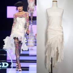 DIOR 2004SS ガリアーノ期 シルク アシンメトリー ラッフル ドレス