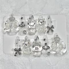Actual product: Long nail tips, Heisei era girl style, mass-produced, clear, transparent, Heisei era emoticon
