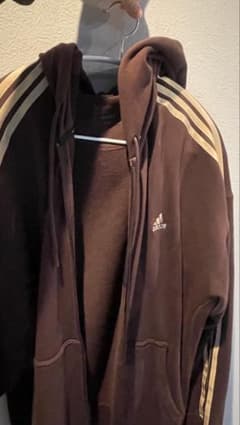 adidas フルジップパーカー ブラウンのサムネイル