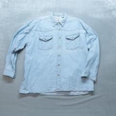 古着 A0456 デニムシャツ XL 青 長袖 ウエスタンシャツ