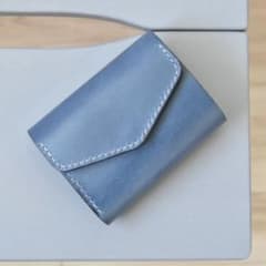 瀬戸内レザー 本革 ミニ財布 コンパクトウォレット ブルー メンズ レディースのサムネイル