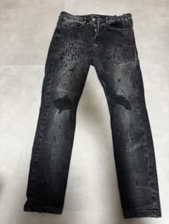 ダメージ加工 黒 デニムパンツ 約100cm zara メンズのサムネイル