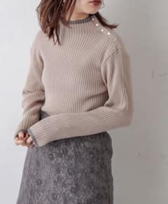 natural couture 配色ラインリブニットのサムネイル