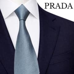PRADA プラダ ネクタイ ソリッド 水色 ロゴグラム - メルカリ